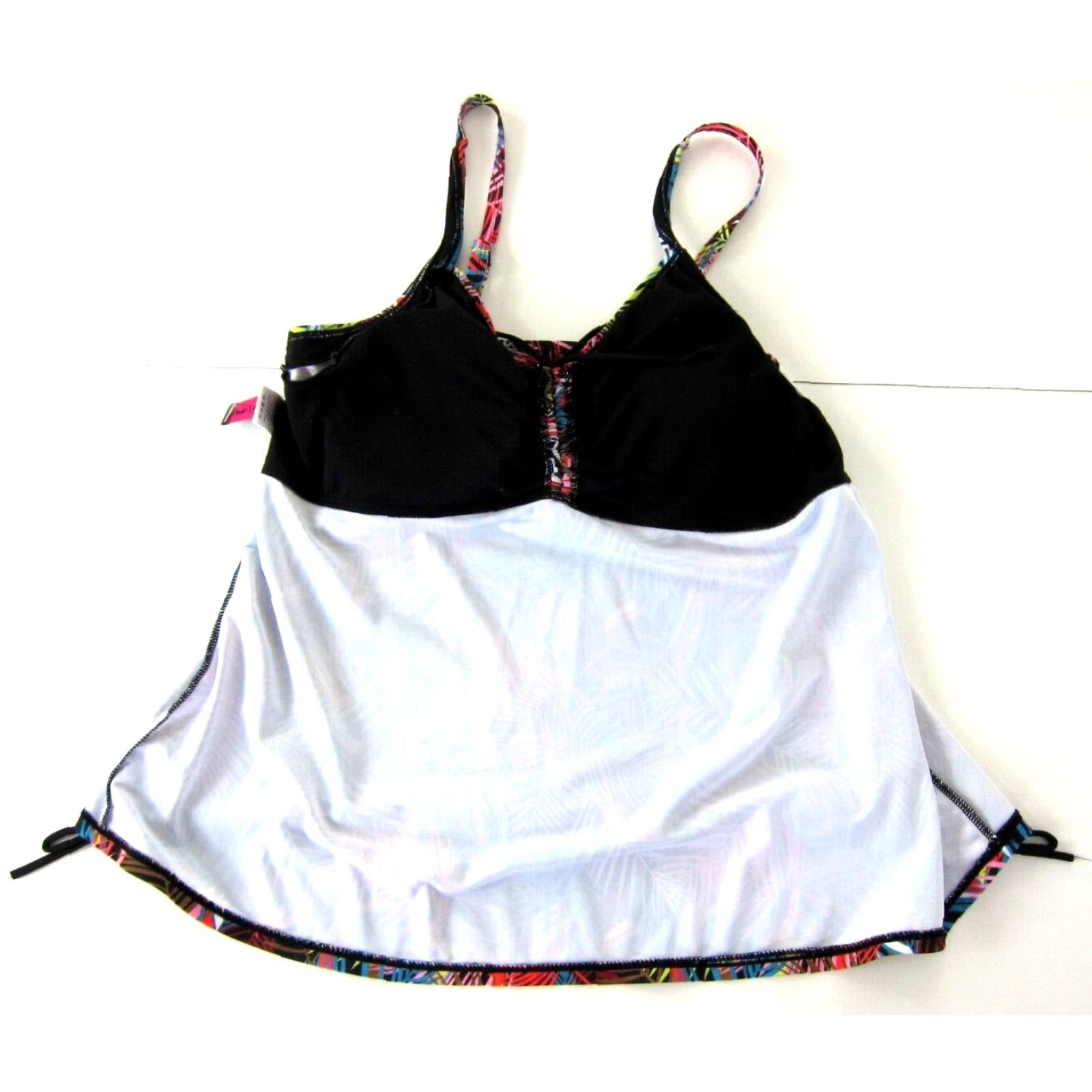 Vintage Hanna Nikole Pink Blue Green Floral Built In Bra Swimsuit Tankini Top Women 18 Size XXL / US 16-18 / IT 52-54 - 6 Thumbnail