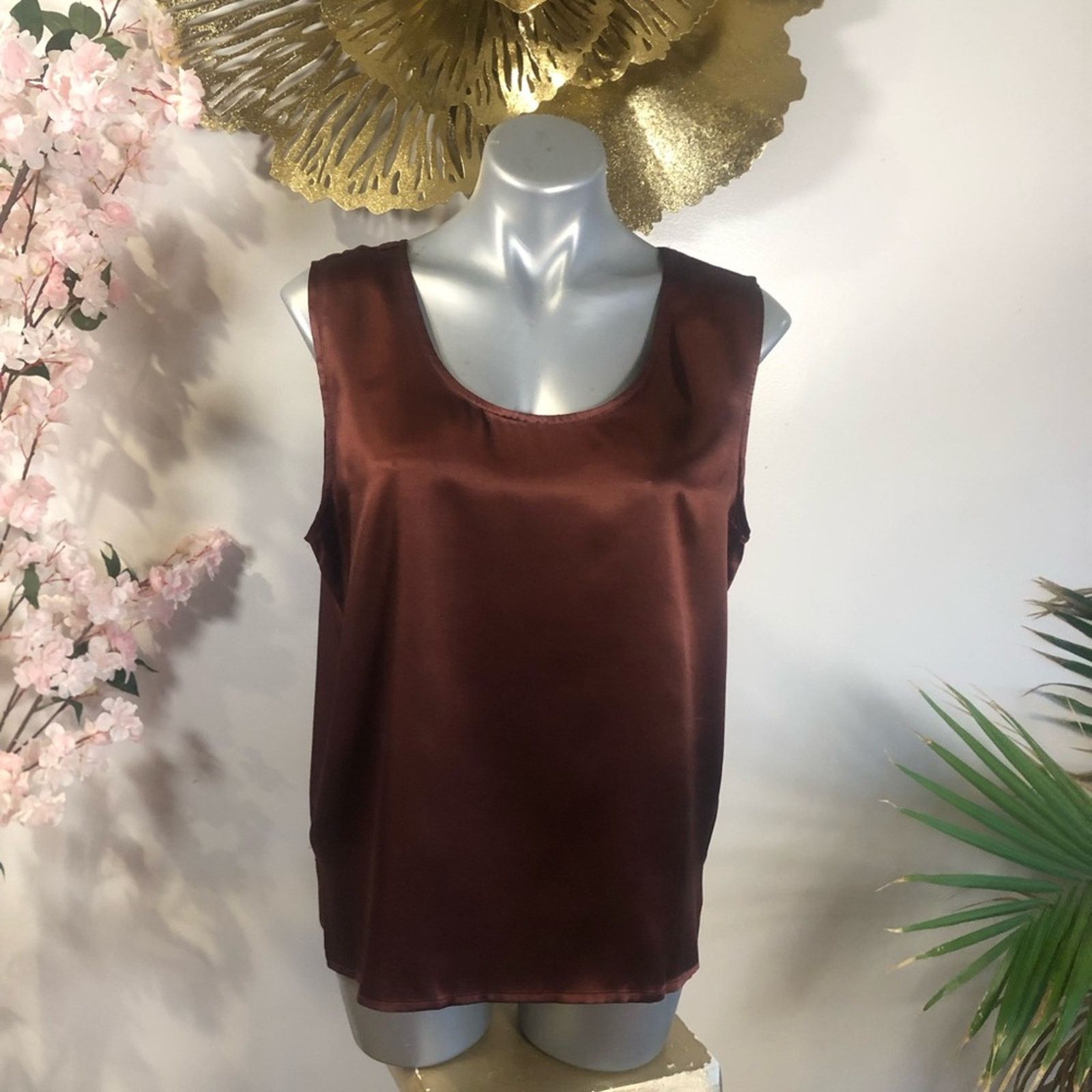 Silk Laundry Silk blouseTop shirt. strapless Brown xl Size L / US 10 / IT 46 - 1 Thumbnail