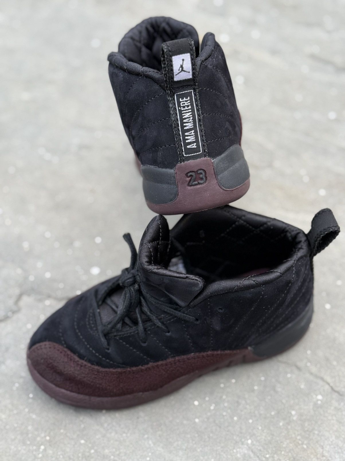 A Ma Maniere × Jordan Brand Jordan 12 Retro A Ma Maniére Black (PS) 10c Size US 5 / EU 37 - 2 Thumbnail