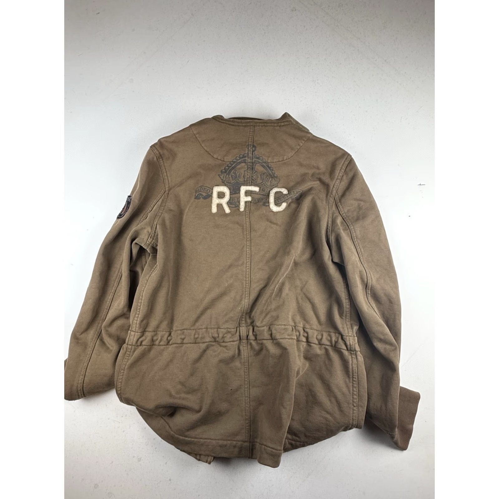 Ralph Lauren VINTAGE Ralph Lauren Rugby Jacket Women's Polo RFC Medium Brown Fleece Patch Varsity Collared Pocketed Rugby Football 1900s Style Size M / US 6-8 / IT 42-44 - 6 Thumbnail