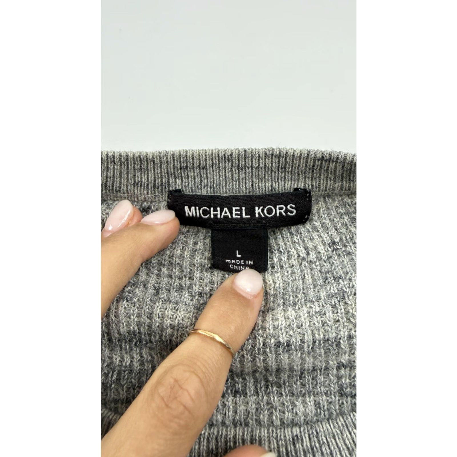 Michael Kors MICHAEL KORS Sweater Mens Large Gray Waffle Knit Crewneck Long Sleeve Casual Size US L / EU 52-54 / 3 - 4 Thumbnail