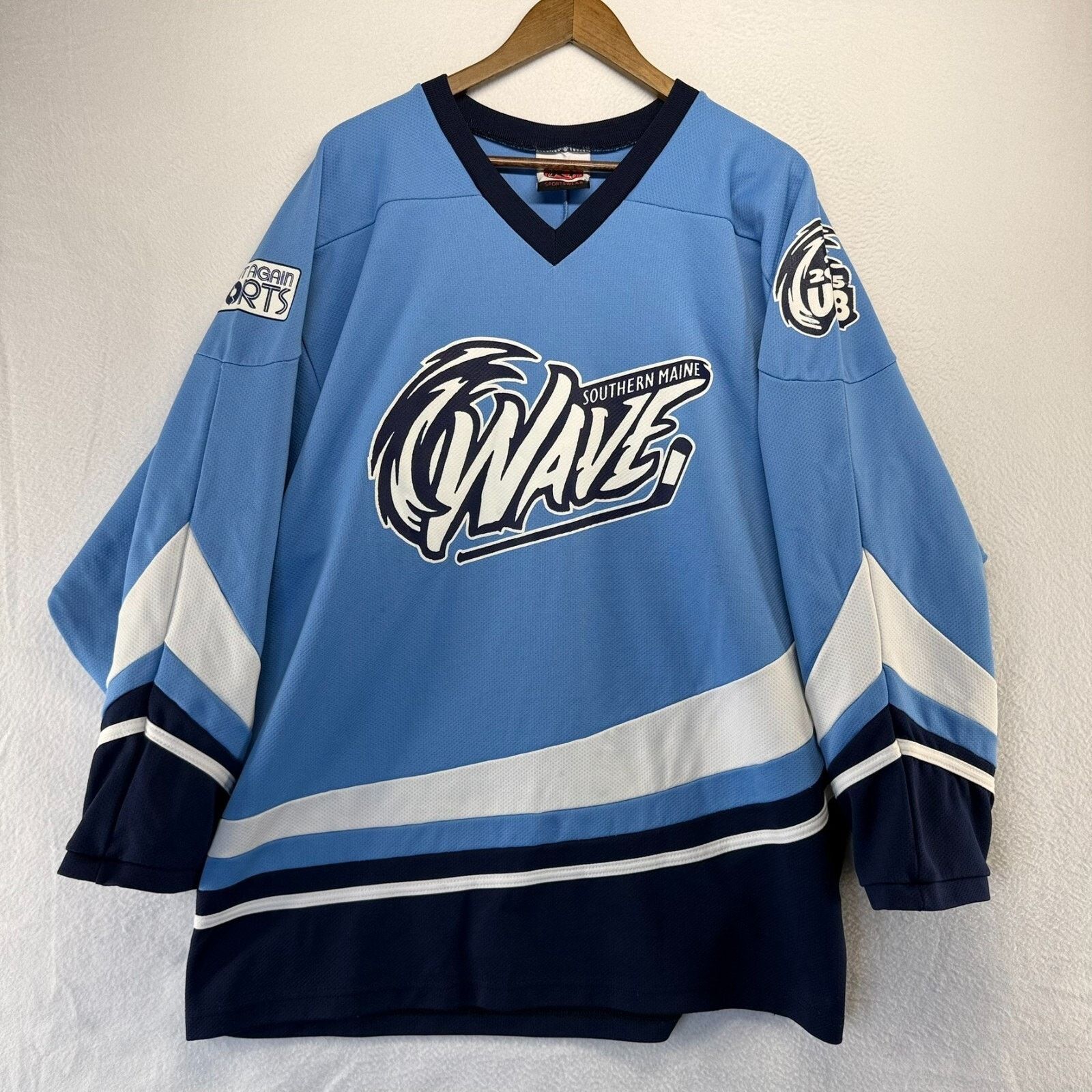 Vintage Vintage Southern Maine Wave Hockey Jersey Men's Large Blue Size US L / EU 52-54 / 3 - 1 Thumbnail