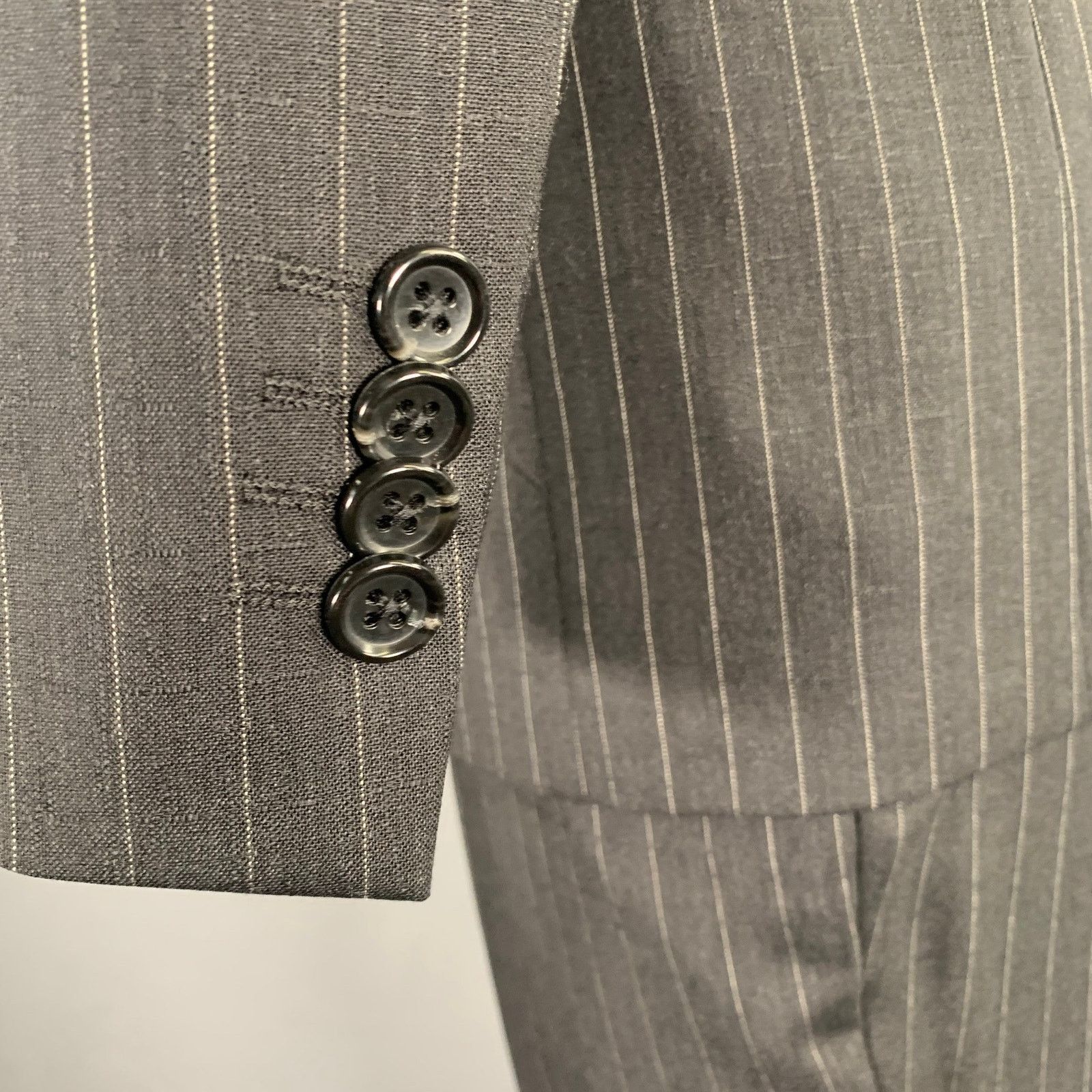 Other D'URBAN 40 Black Pinstripe Wool Notch Lapel Suit Size 40R - 7 Thumbnail