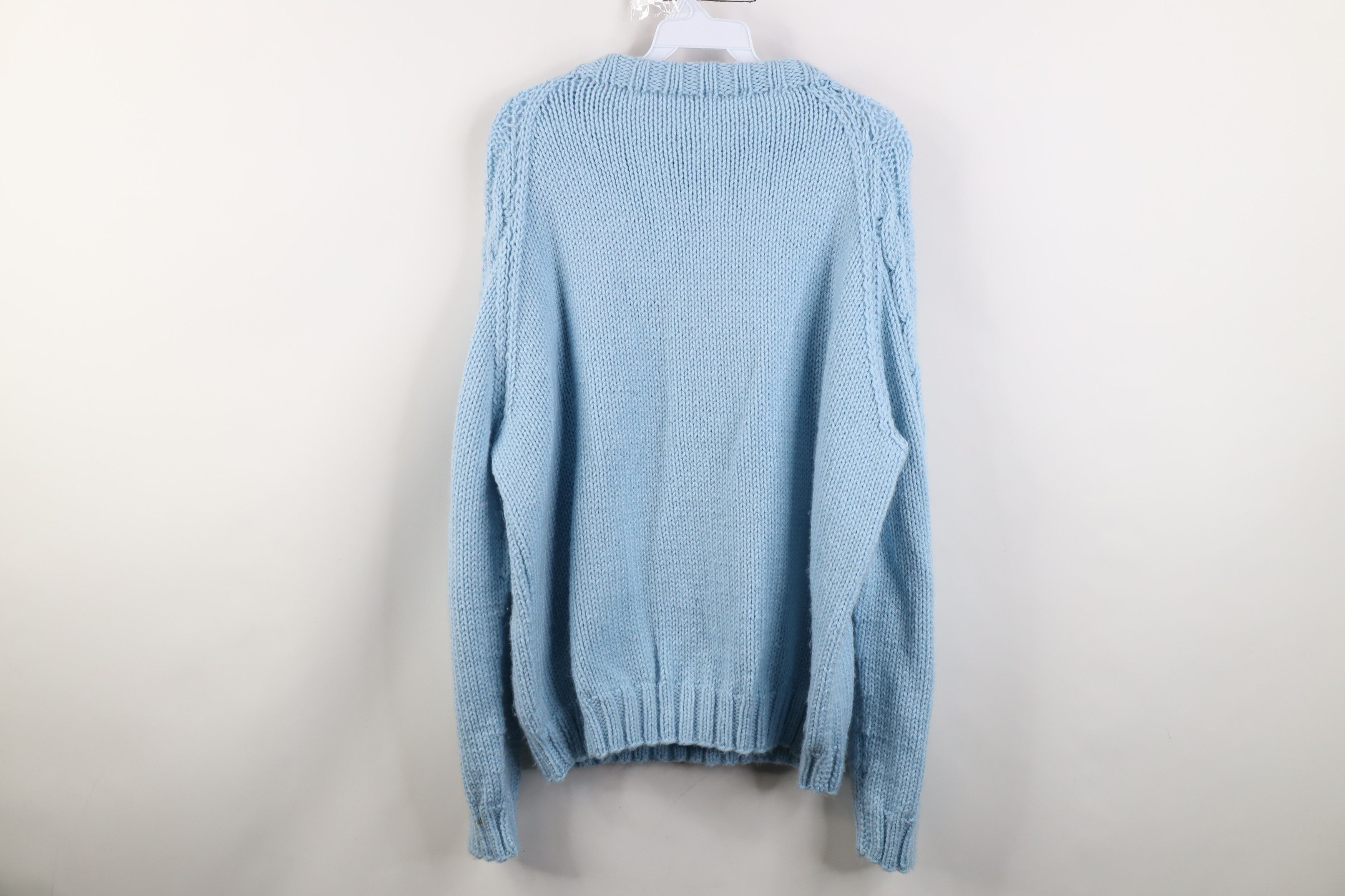 Vintage Vintage 70s Streetwear Chunky Ribbed Cable Knit Sweater Blue Size XXL / US 16-18 / IT 52-54 - 9 Thumbnail