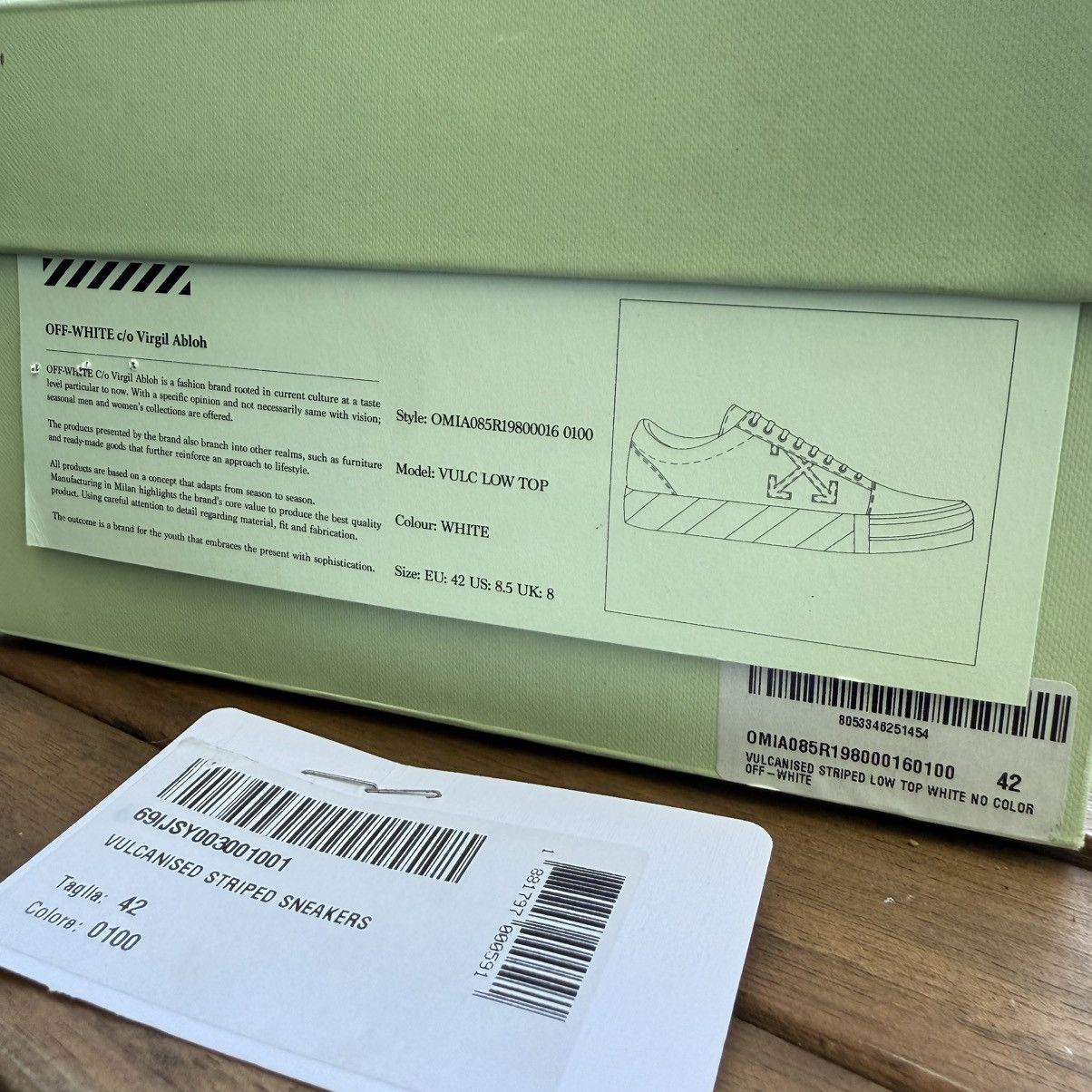 Off-White Off-White Vulc Low Top Vans (Updated Stripes) 2018 Size US 8.5 / EU 41-42 - 13 Thumbnail