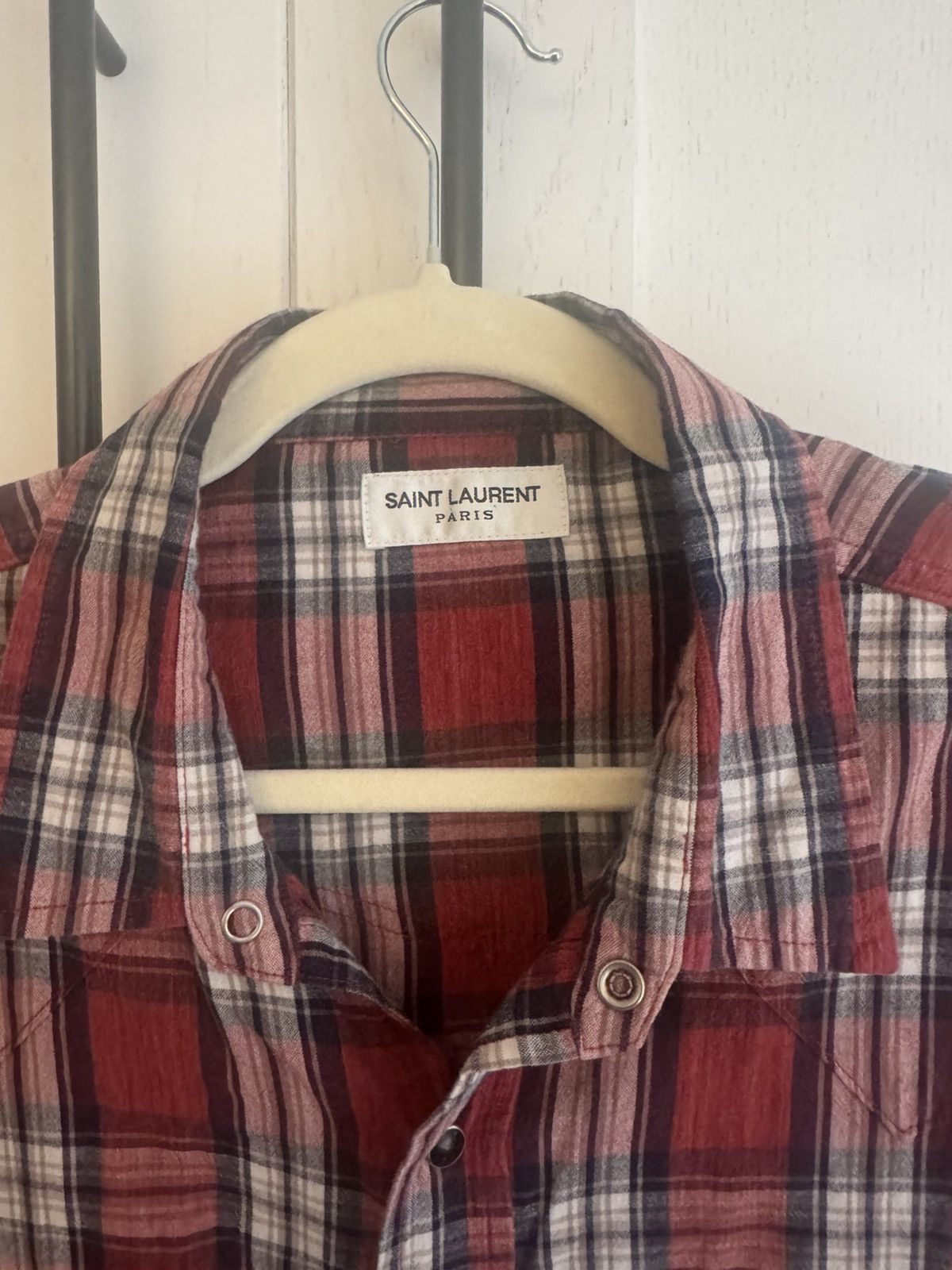 Saint Laurent Paris Saint Laurent Flannel Shirt in Red Size US M / EU 48-50 / 2 - 3 Thumbnail