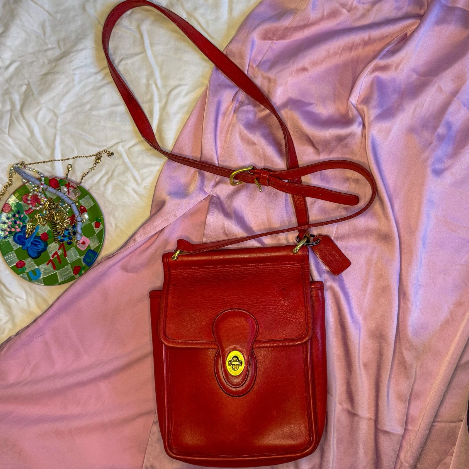Coach ❤️ Coach Red Leather Rambler’s Legacy Bag 9061 Crossbody USA Size ONE SIZE - 2 Thumbnail