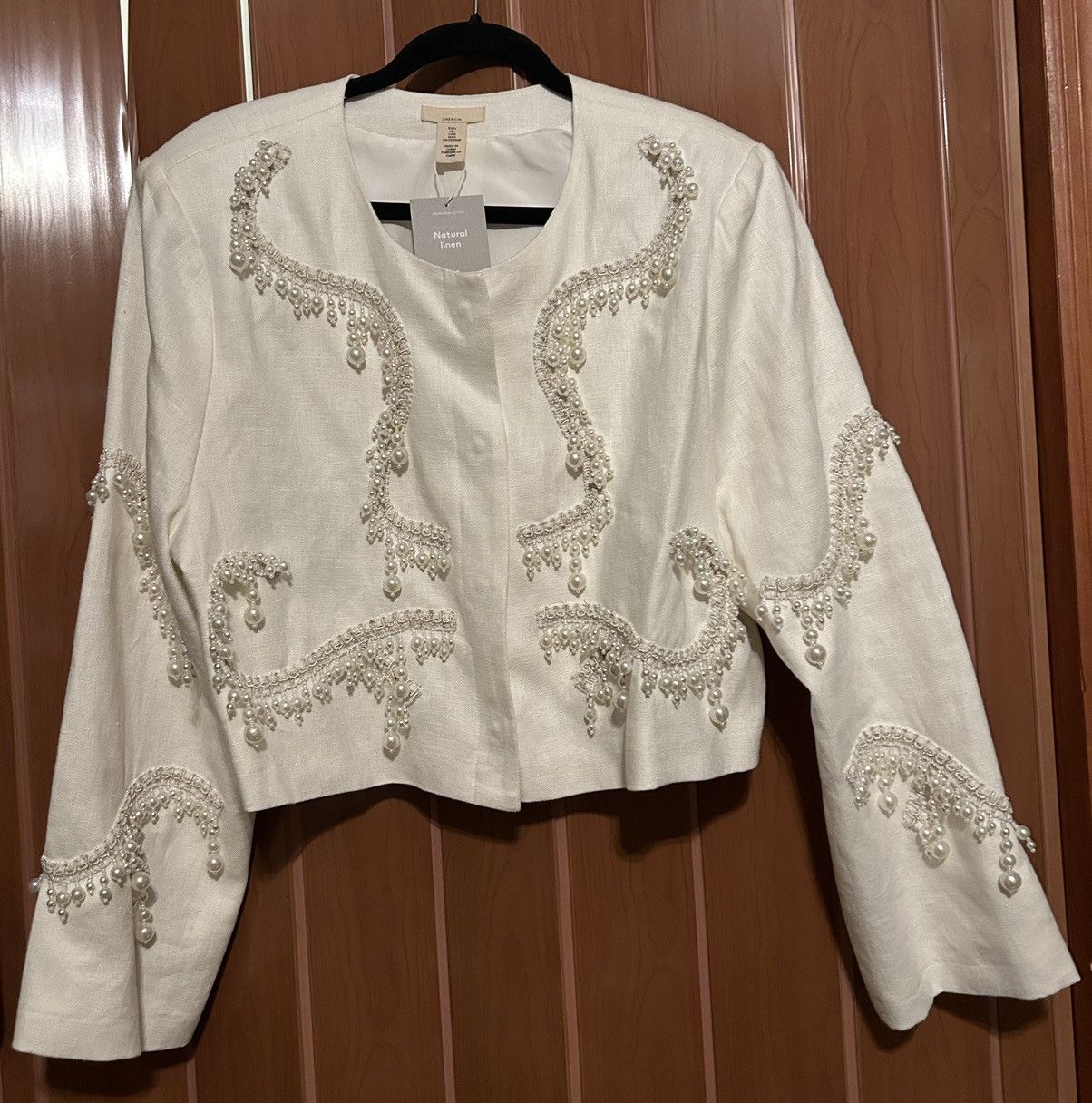 H&M H & M beaded jacket linen Size L / US 10 / IT 46 - 7 Thumbnail