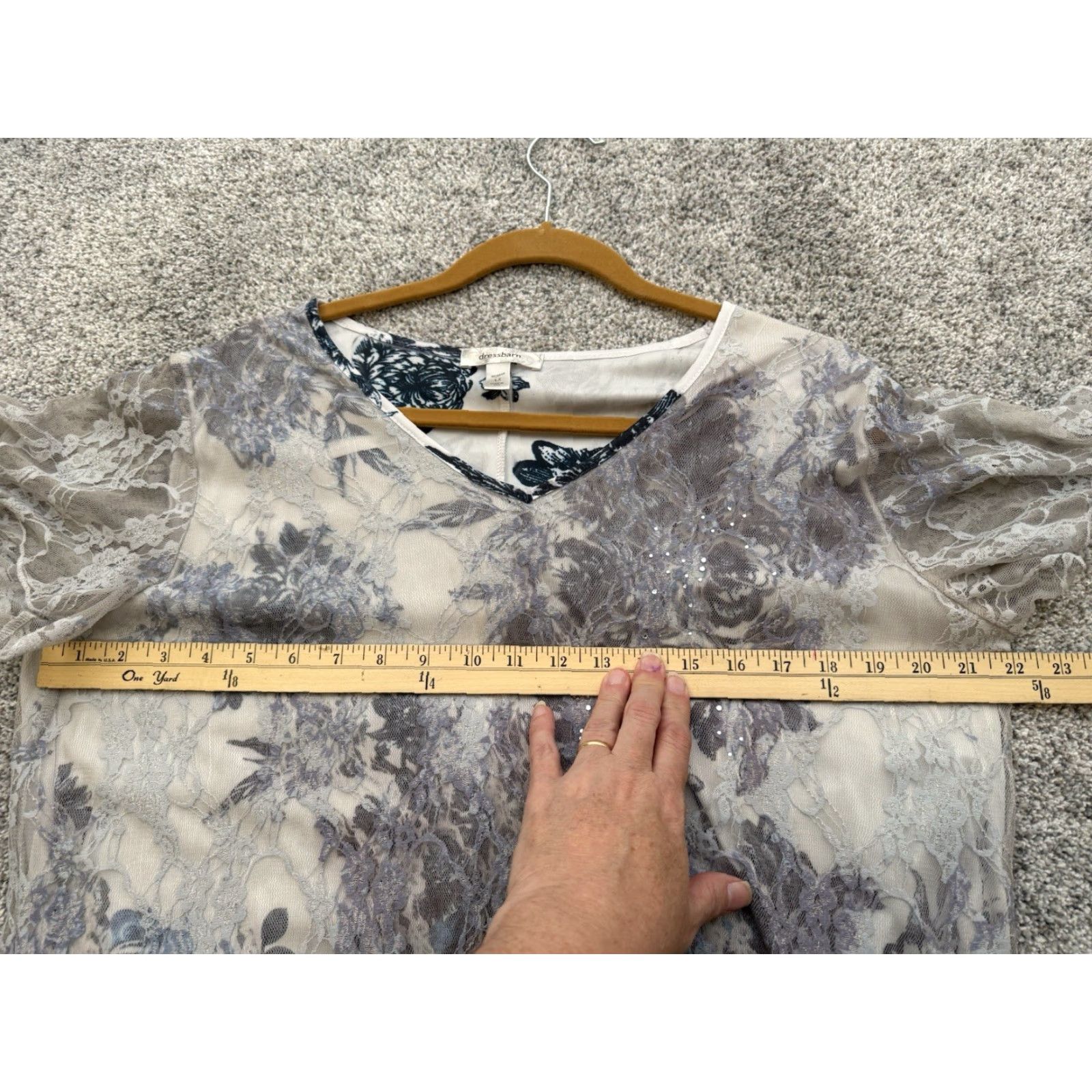Vintage VINTAGE Dressbarn Blouse 1X Plus Women Sheer Lace Overlay Floral Fairycore Whimsigoth Blue Nylon Polyester Spandex Lace Size XL / US 12-14 / IT 48-50 - 5 Thumbnail