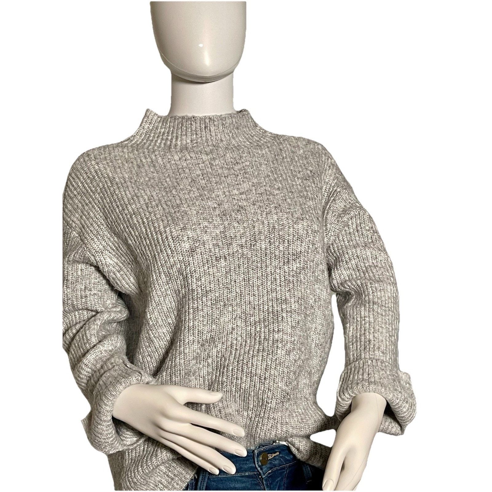 Ann Taylor Ann Taylor Petite Small Heather Gray Mock Turtleneck Sweater Size S / US 4 / IT 40 - 1 Thumbnail