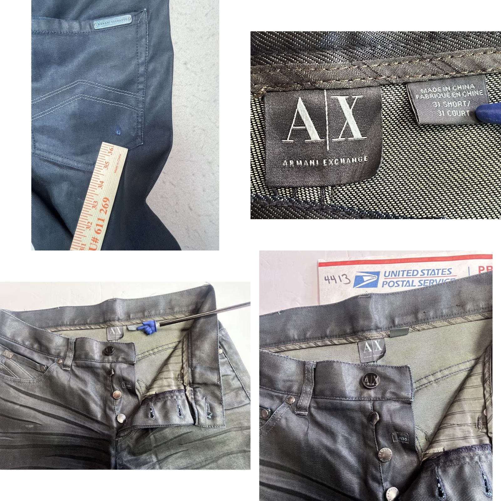 Armani Exchange AX Armani Exchange Jeans Slim 31x30 Dark Gray Mens Jeans Slim Straight Button Fly 5-Pocket Logo City College Preppy Vintage No Size US 31 - 8 Thumbnail