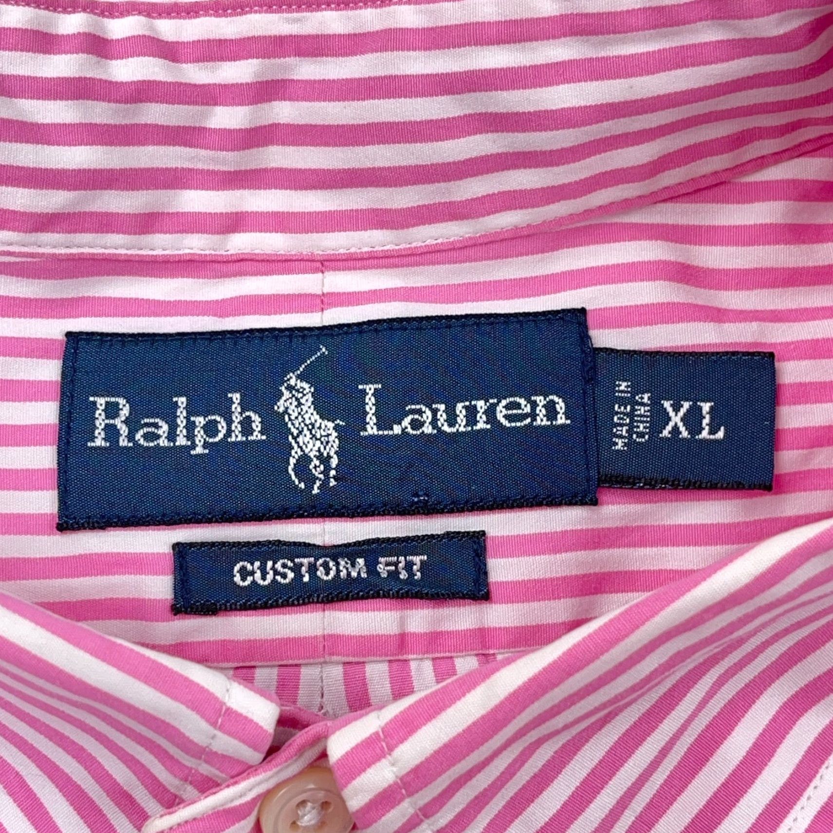 Ralph Lauren Ralph Lauren Shirt Men XL Pink Striped Button-Up Regular Fit Cotton Dress Shirt Mens Size 46R - 7 Thumbnail