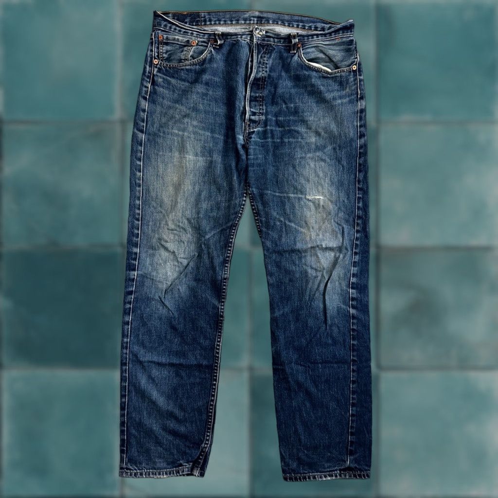 Levi's VINTAGE Levi's 501 Jeans Blue Mid Wash 38x34 Straight Leg Jeans Men 90s 501 Series Classic Comfort Denim Button Size US 38 / EU 54 - 1 Thumbnail