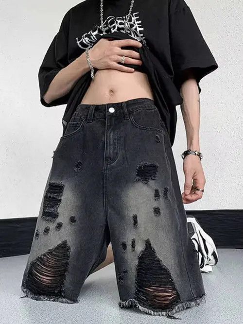 Japanese Brand Retro style loose high street ripped denim shorts Size US 28 / EU 44 - 4 Thumbnail