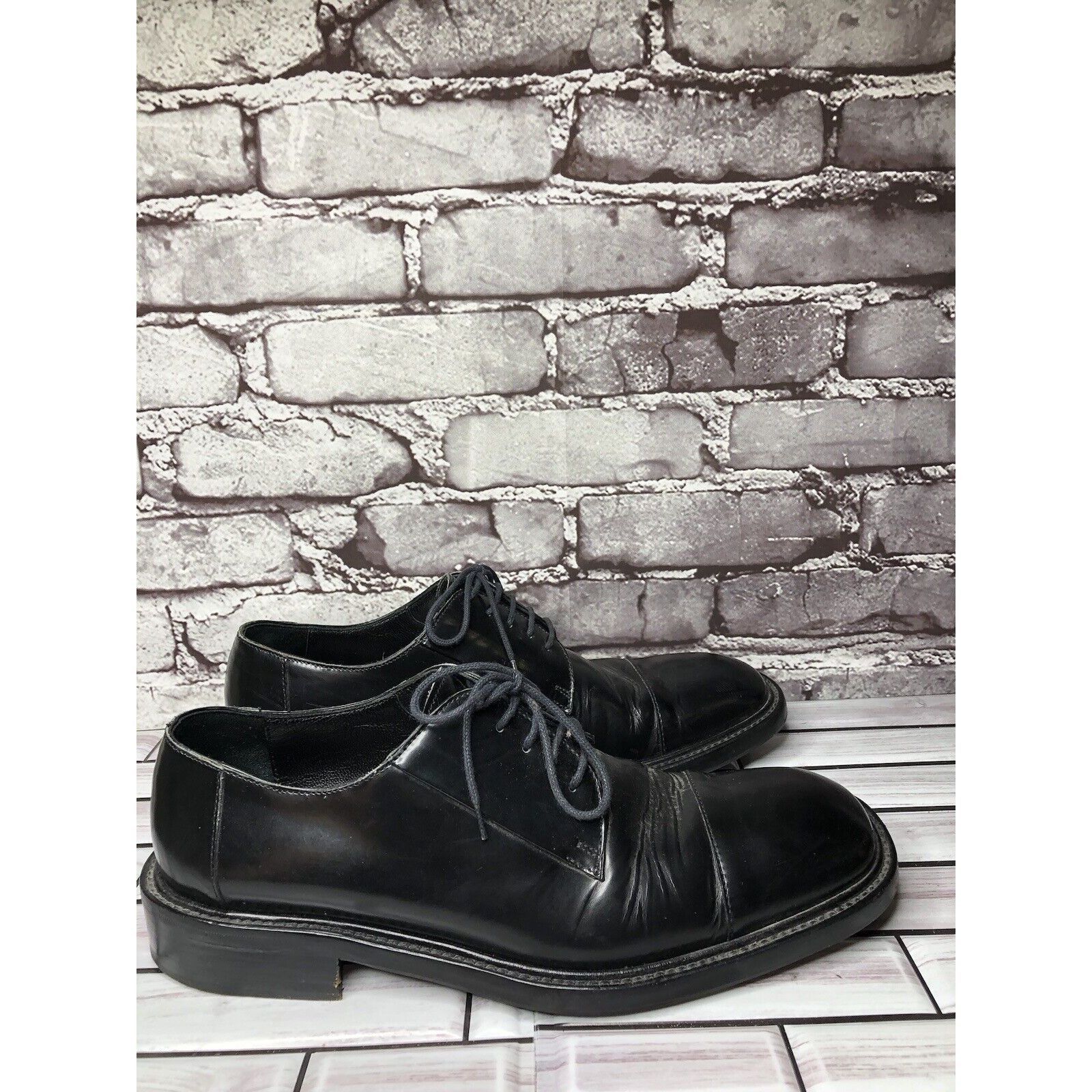 Other LAUDINO CACCIN Black Leather Cap Toe Oxfords Lace Dress Shoe Size US 9 / EU 42 - 11 Thumbnail