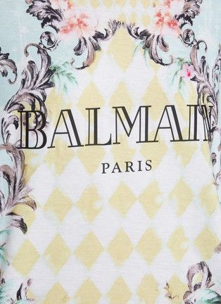 Balmain o1s1wg110725 Logo Baroque Crewneck T-Shirt in Multicolor Size L / US 10 / IT 46 - 5 Thumbnail