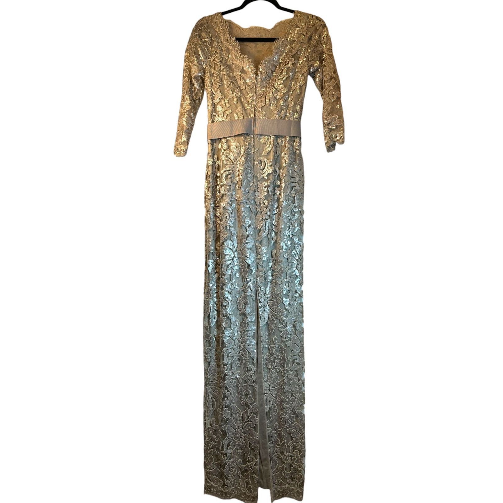 Tadashi Shoji Tadashi Shoji Waverly Sequin Embroidered Gown - Size 2 Size XS / US 0-2 / IT 36-38 - 3 Thumbnail