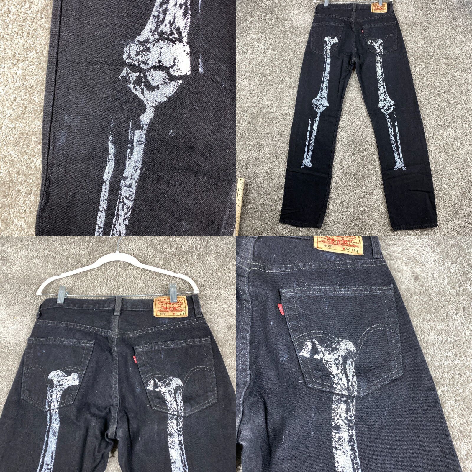 Levi's Levi's 505 Regular Fit Straight Jeans Men's Size W32xL34 Black Bone Print Size US 32 / EU 48 - 4 Preview