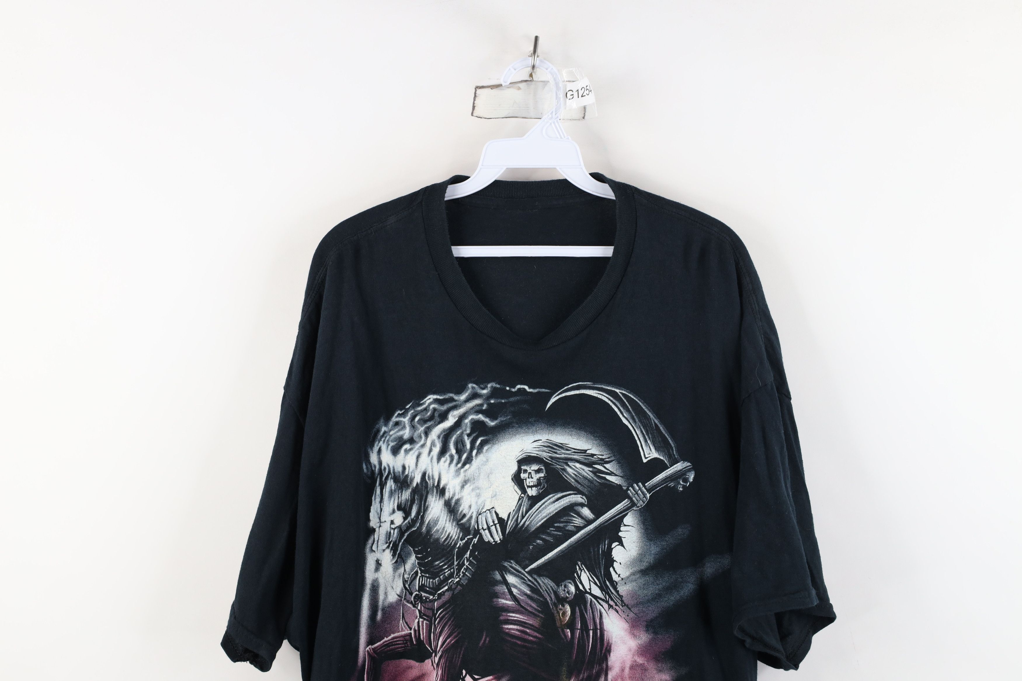 Vintage Vintage Y2K Streetwear Reaper Skeleton Fantasy T-Shirt Black Size US XXL / EU 58 / 5 - 2 Thumbnail