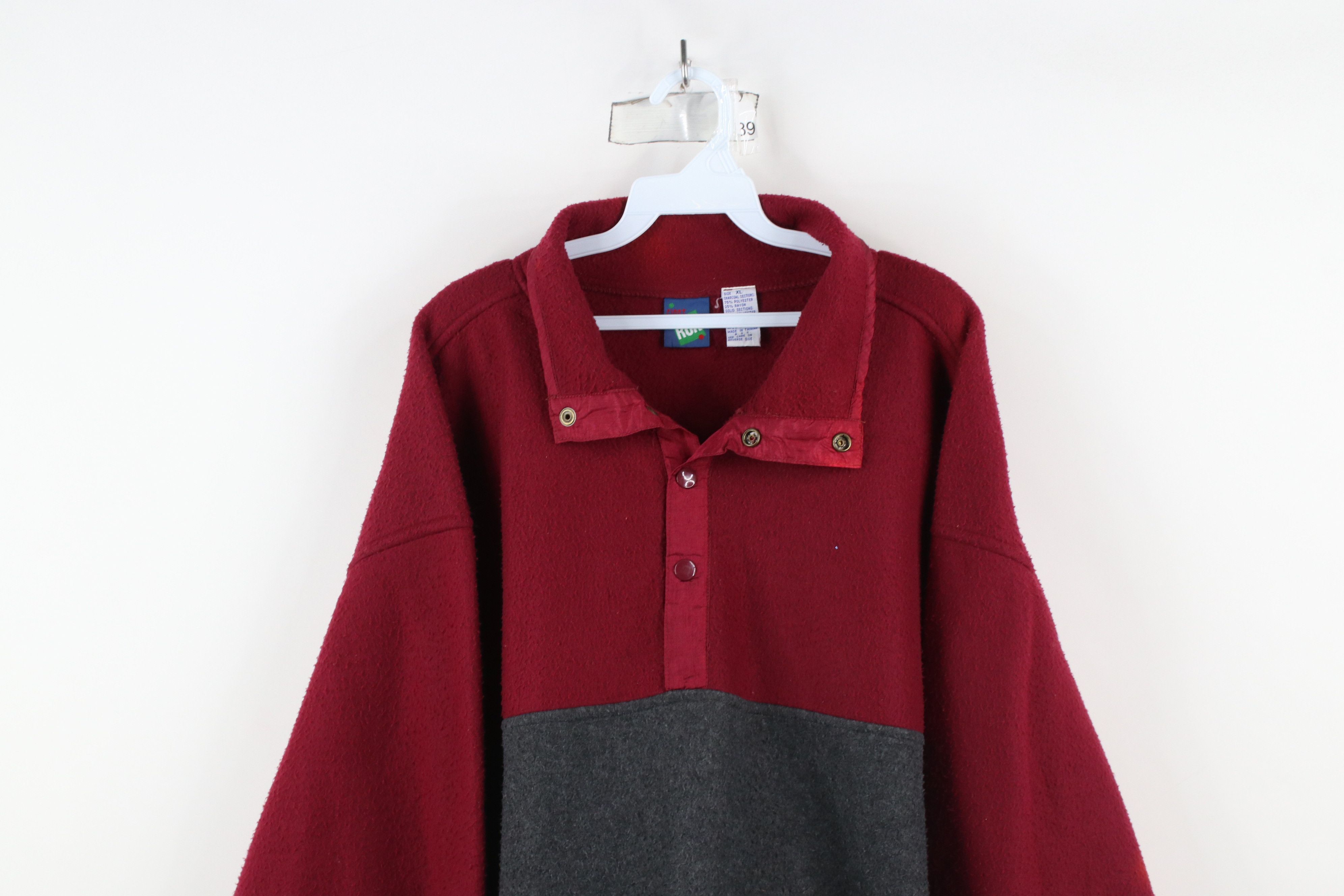 Vintage Vintage 90s Streetwear Block Snap Button Fleece Sweater Size US XL / EU 56 / 4 - 2 Thumbnail