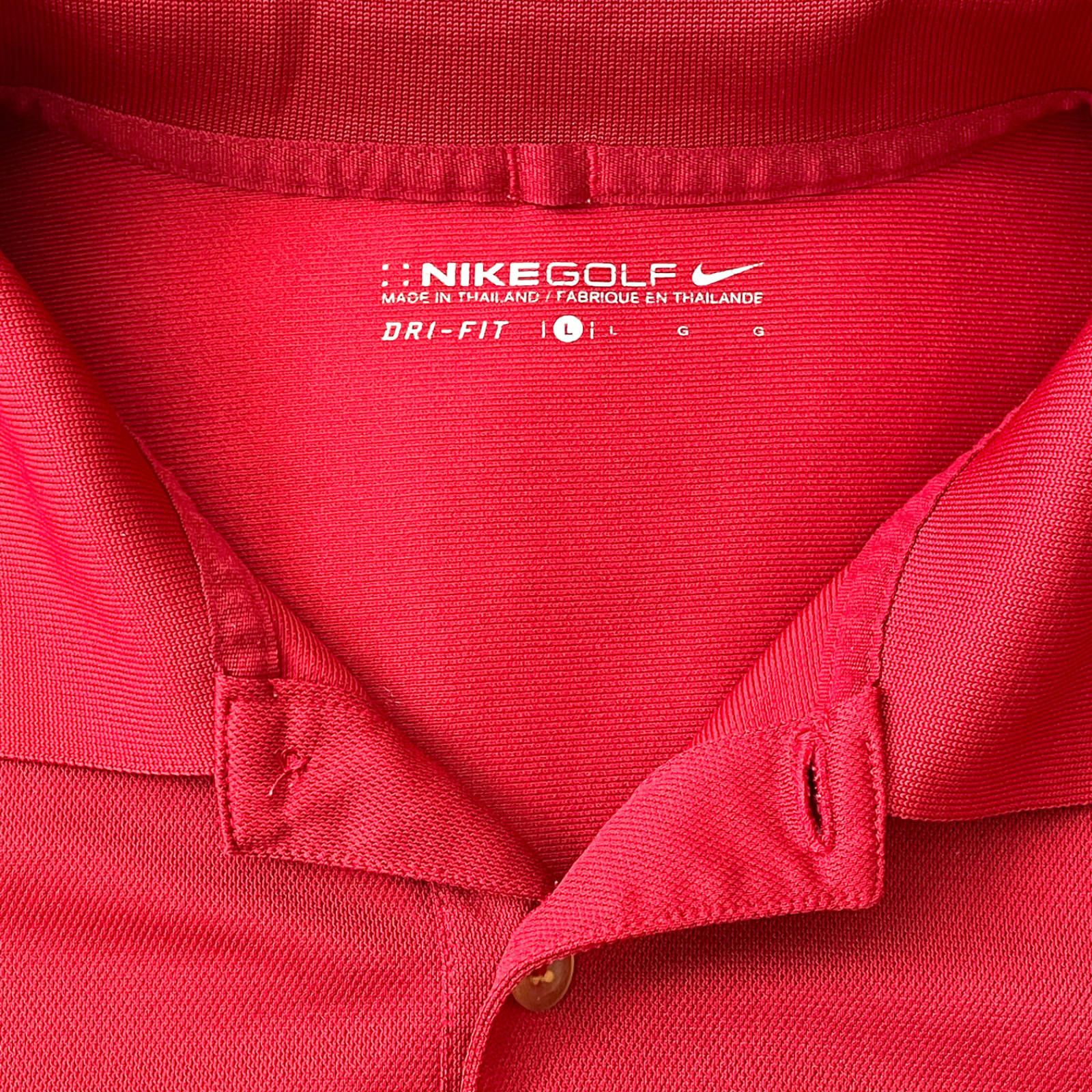 Nike Nike Golf Mens Dri-Fit Polo Large Red Long Sleeve Size ONE SIZE - 3 Thumbnail