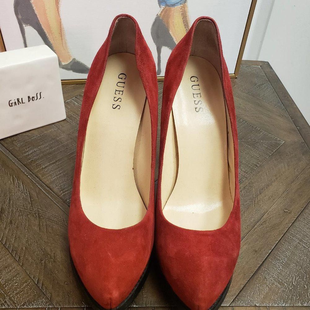 Guess GUESS Red Suede Pumps Size US 8.5 / IT 38.5 - 2 Thumbnail