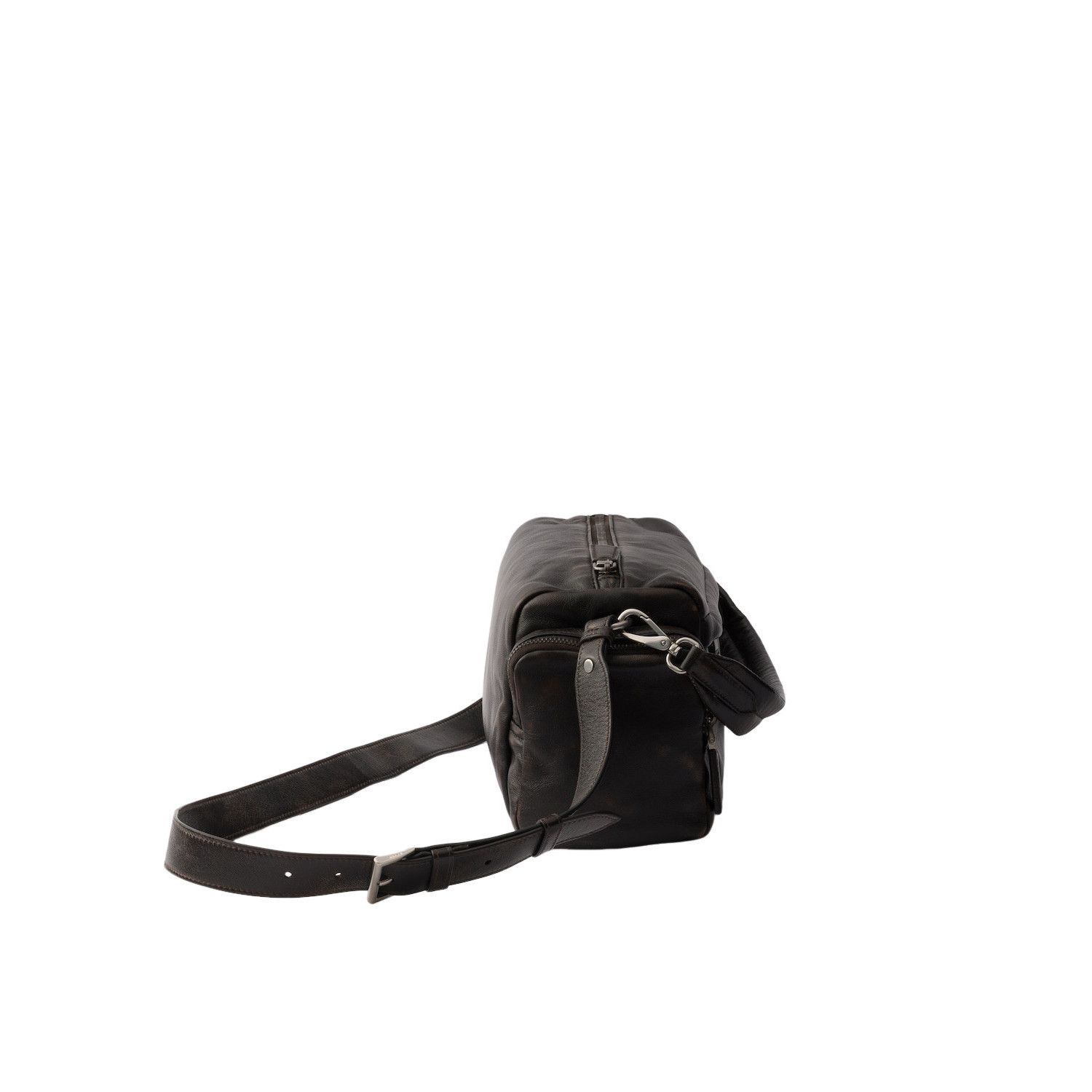 Prada PRADA $4500 Dark Brown Distressed Leather Shoulder Bag New & Size ONE SIZE - 4 Thumbnail