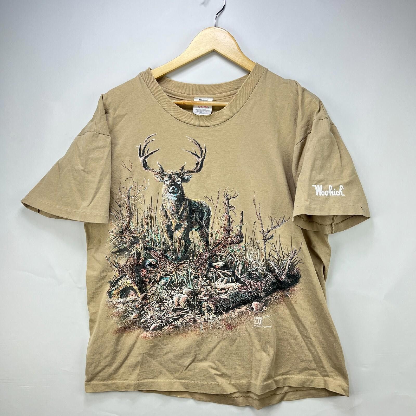 Woolrich Woolen Mills Vintage 90s Woolrich Deer Nature Single Stitch T-Shirt XL Size US XL / EU 56 / 4 - 1 Thumbnail