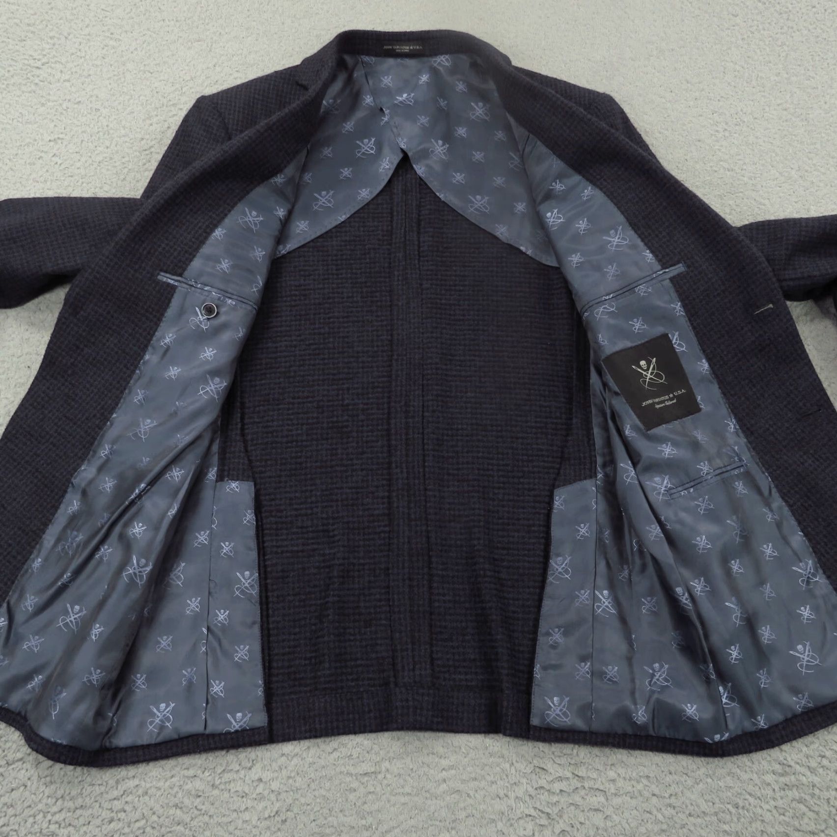 John Varvatos VINTAGE John Varvatos Blazer Men 40R Navy Wool Silk Cotton Chore Travel Bond Jacket USA Size 40R - 7 Thumbnail