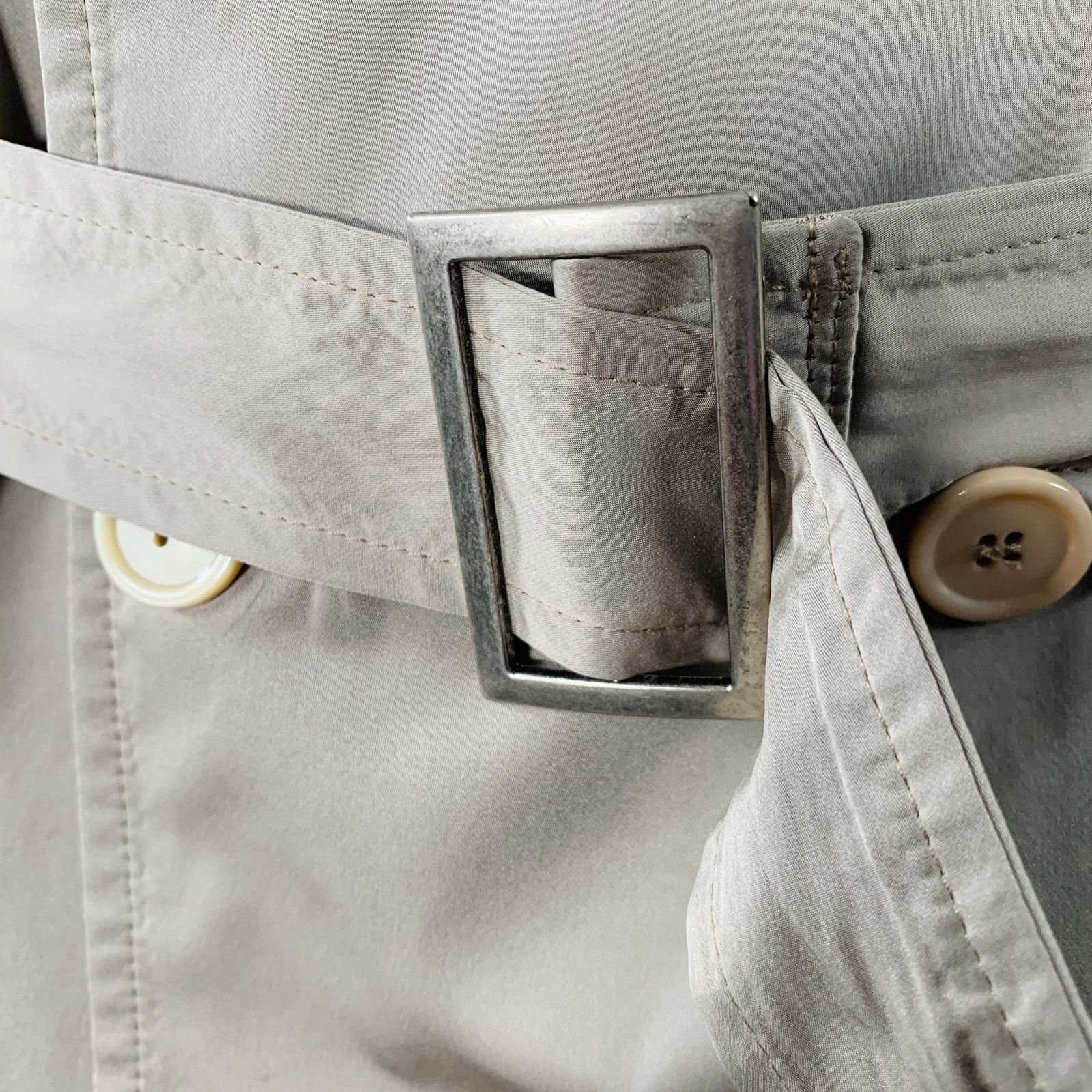 Daniele Alessandrini 38 Khaki Satin Double Breasted Belted Jacket Size US M / EU 48-50 / 2 - 5 Thumbnail