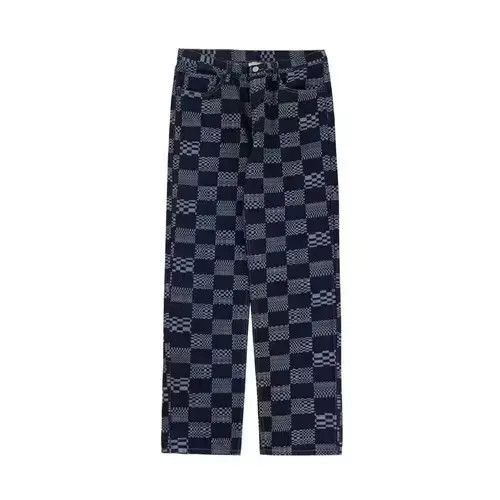 VIBE Check Pattern Graphic Blue Denim Jeans Size US 32 / EU 48 - 3 Thumbnail