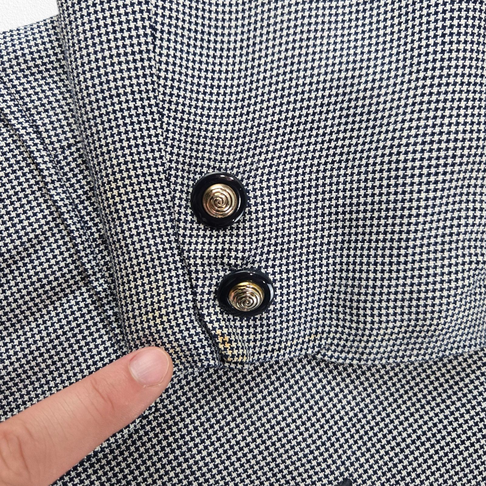 Vintage Vintage Navy White Houndstooth Blazer Jacket Size 12P Size XL / US 12-14 / IT 48-50 - 7 Thumbnail