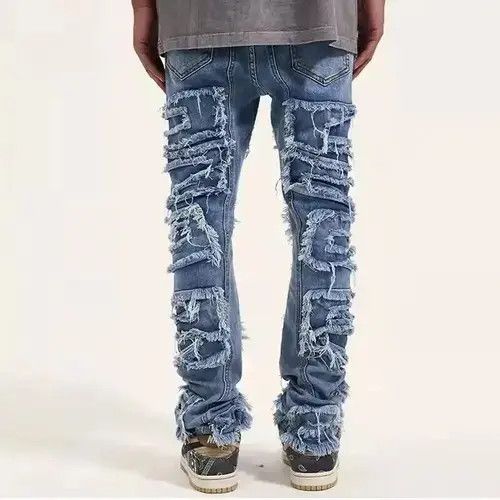 Jean Blue Color Hip Hop Loose Denim Trousers Vibe Style Size US 32 / EU 48 - 6 Thumbnail