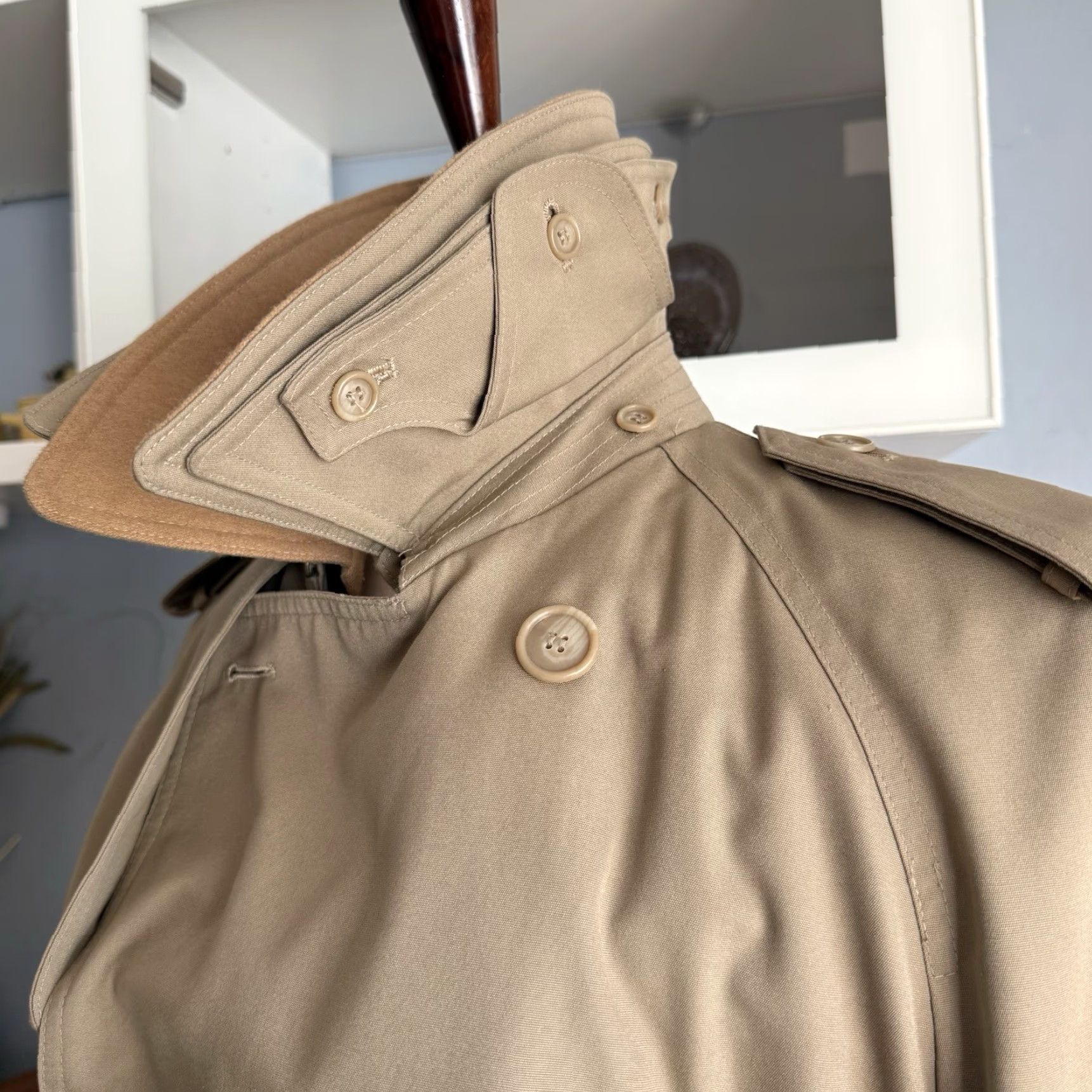 Vintage VINTAGE J.H. HOOK Trench Coat Khaki Nova Check & Wool Liner Collar Throat Latch Coat 40 Regular Mens Size US XXS / EU 40 - 7 Thumbnail