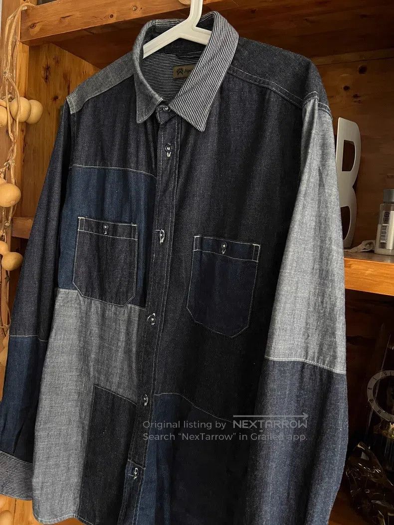 Nigel Cabourn Nigel Cabourn Blue dye patchwork work shirt Size US M / EU 48-50 / 2 - 3 Thumbnail