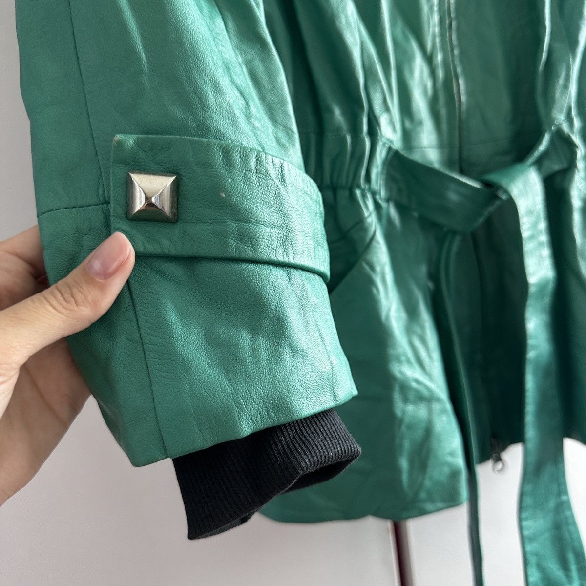 Other Vintage Giorgio Roti Green Leather Printed Silk Lining Size M / US 6-8 / IT 42-44 - 4 Thumbnail