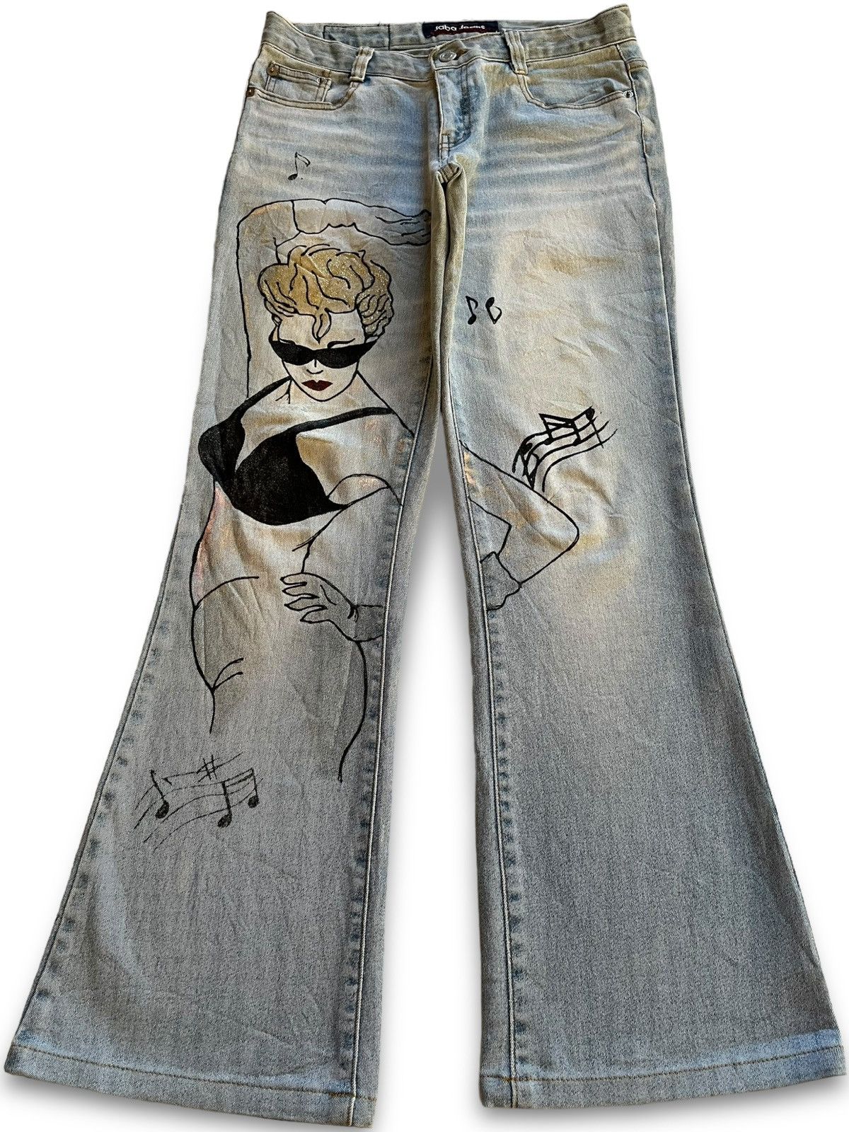 Japanese Brand SALES 🔥 Vintage Japanese Brand Blue Wash Flare Jeans Size 29" - 1 Thumbnail