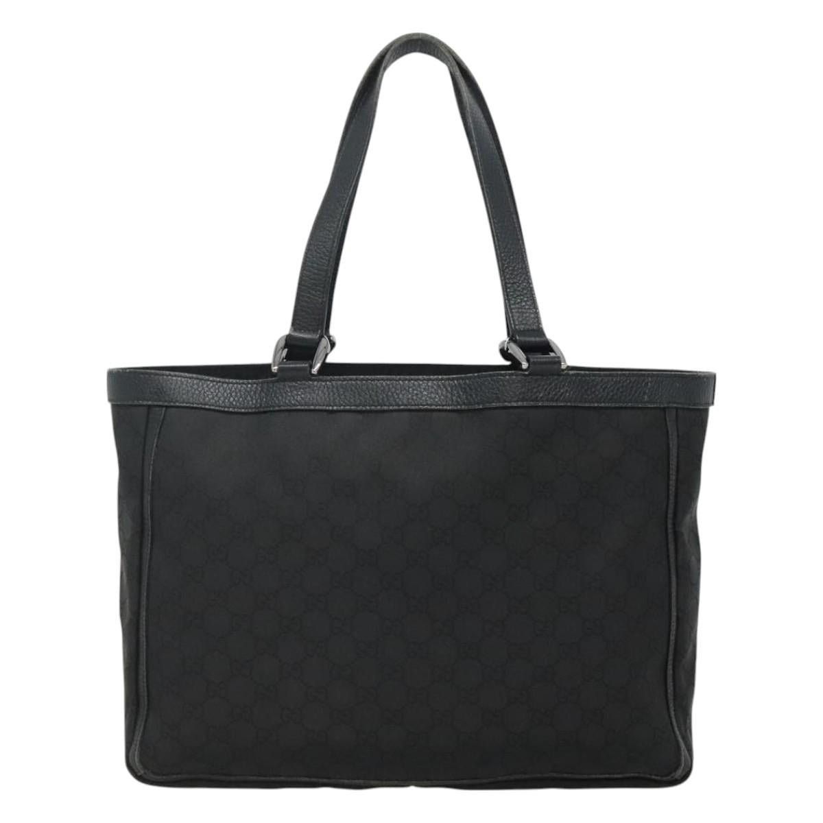 Gucci GUCCI GG Canvas Tote Bag Nylon Outlet Black Silver Size ONE SIZE - 3 Thumbnail