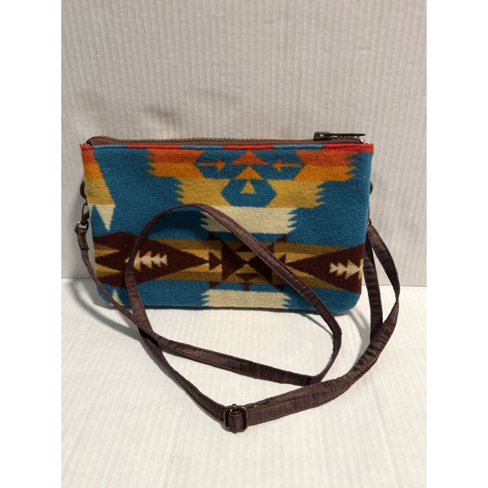 Pendleton PENDLETON Wool Crossbody Clutch Zipper Pouch Southwest Aztec Tribal Horse Pull Bag Women Small Navy Multicolor Geometric Crossbody Accessories Size ONE SIZE - 4 Thumbnail