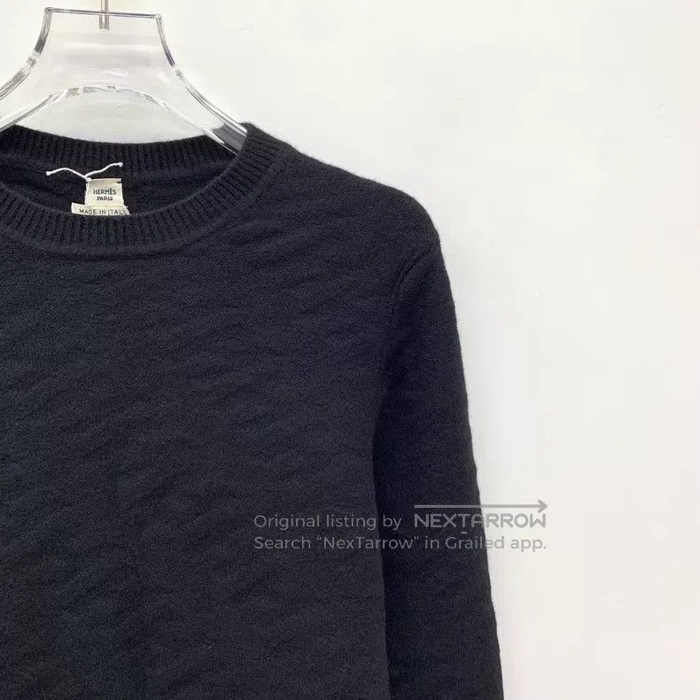 Hermes Hermes Black Logo Jacquard Wool Round Neck Long Sleeve Kni Size XS / US 0-2 / IT 36-38 - 3 Thumbnail