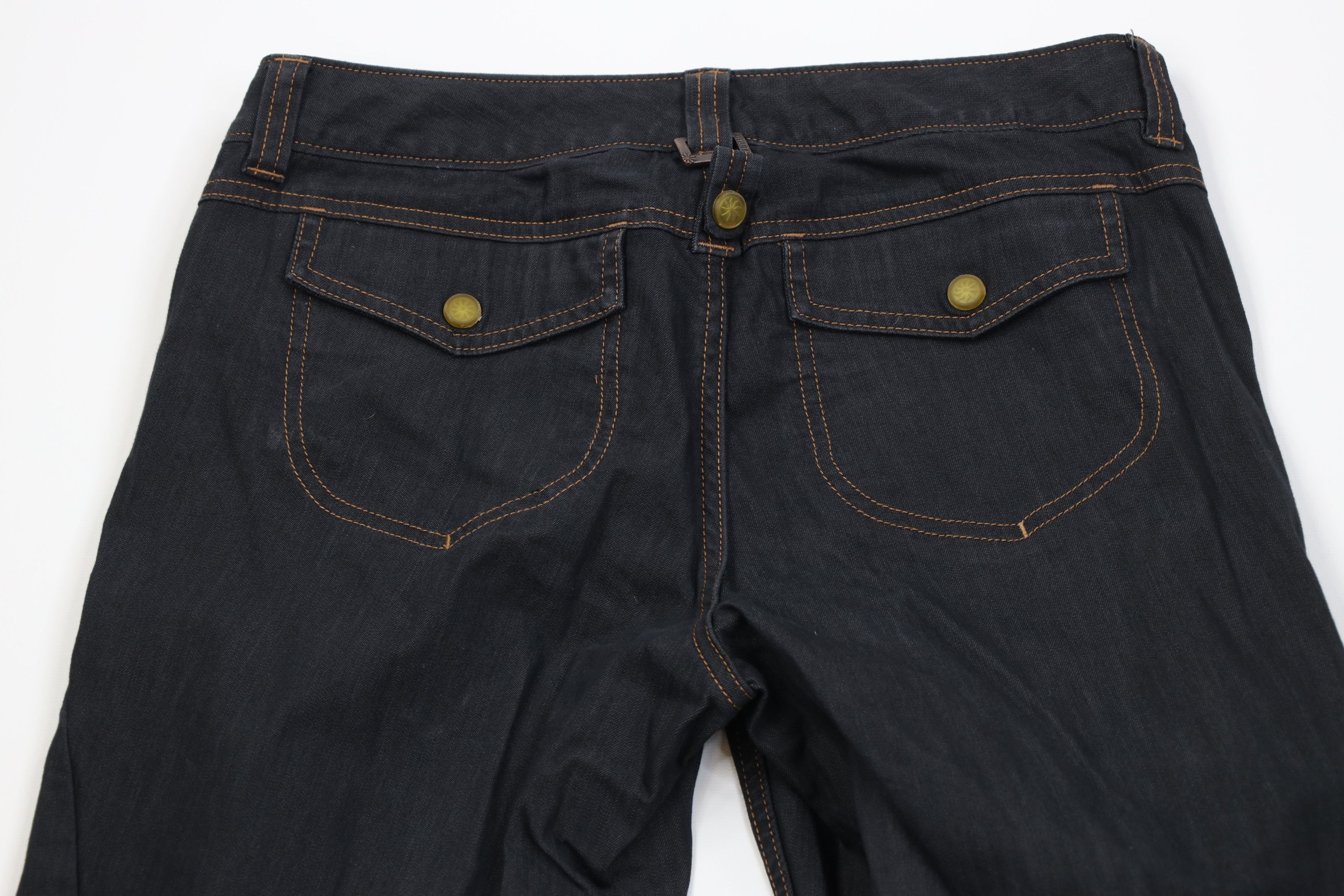 Athleta Faded Flared Wide Leg Denim Cargo Jeans Pants Indigo