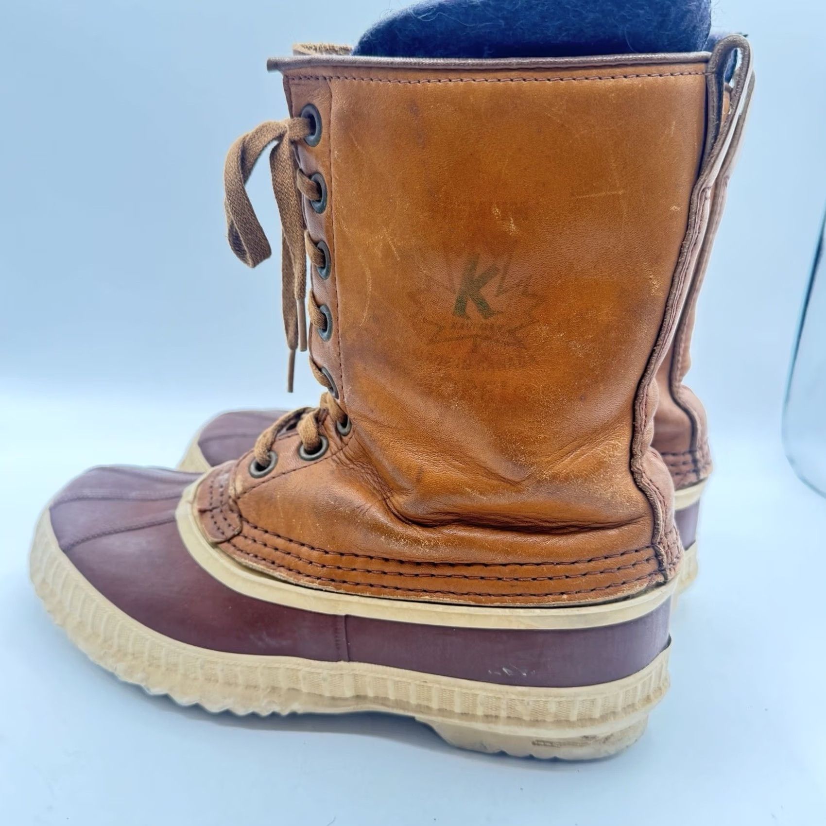 SOREL VINTAGE Sorel Kaufman Snow Boots Womens 6 Beige Wool Lined Lace Up Winter Canada Boots Ladies Wool Lined Mid-Calf Beige Size US 6 / IT 36 - 5 Thumbnail