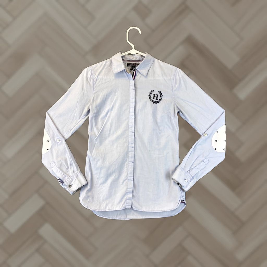 Tommy Hilfiger Tommy Hilfiger Women's Dress Shirt Long Sleeve Knitted Cotton Blue Size 2 Business Casual Size XS / US 0-2 / IT 36-38 - 1 Thumbnail