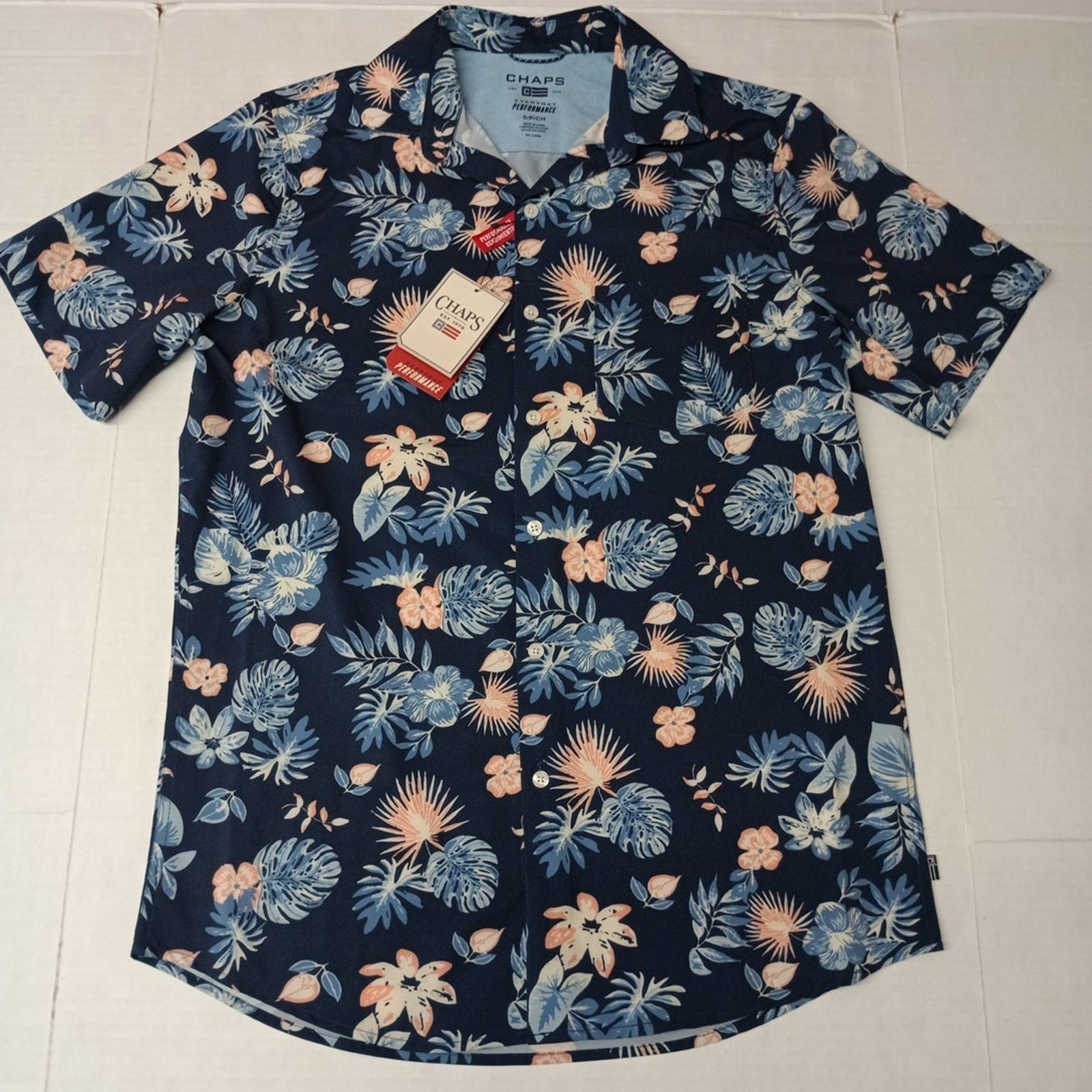 Chaps Chaps Woven Shirt Men's Size S Blue Floral Stretch UPF 50 Size US S / EU 44-46 / 1 - 1 Thumbnail