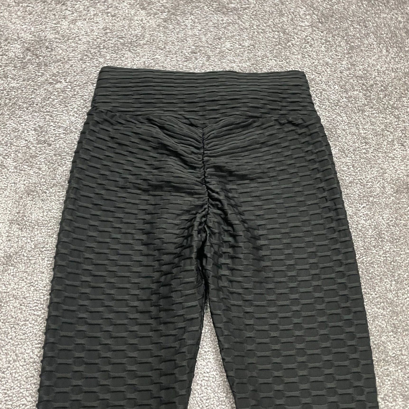 Shein VINTAGE SheIn Compression Leggings Womens S Black Textured Active Athletic Gym 26x26 Size 28" / US 6 / IT 42 - 3 Thumbnail