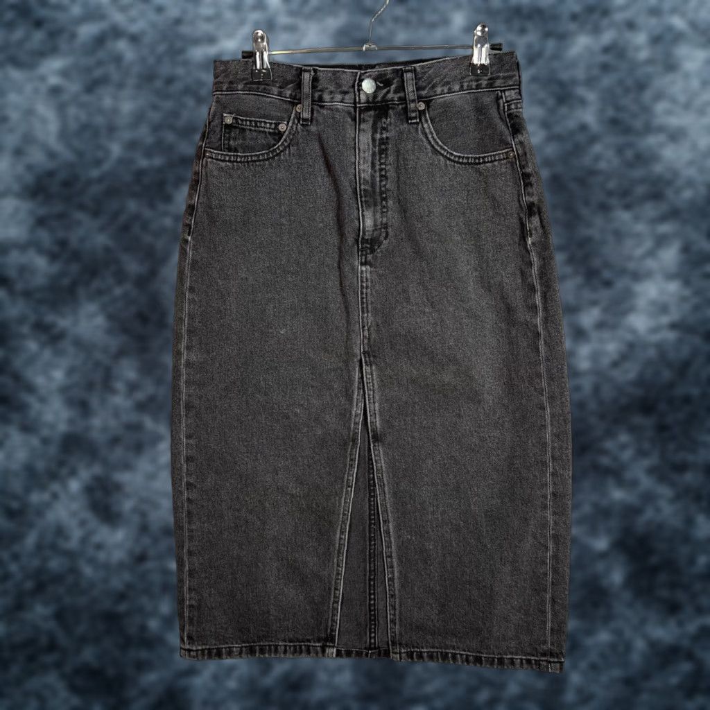 Other Forum Denim Skirt 26 Black Halle 90s Midi Womens Size 26" / US 2 / IT 38 - 1 Thumbnail