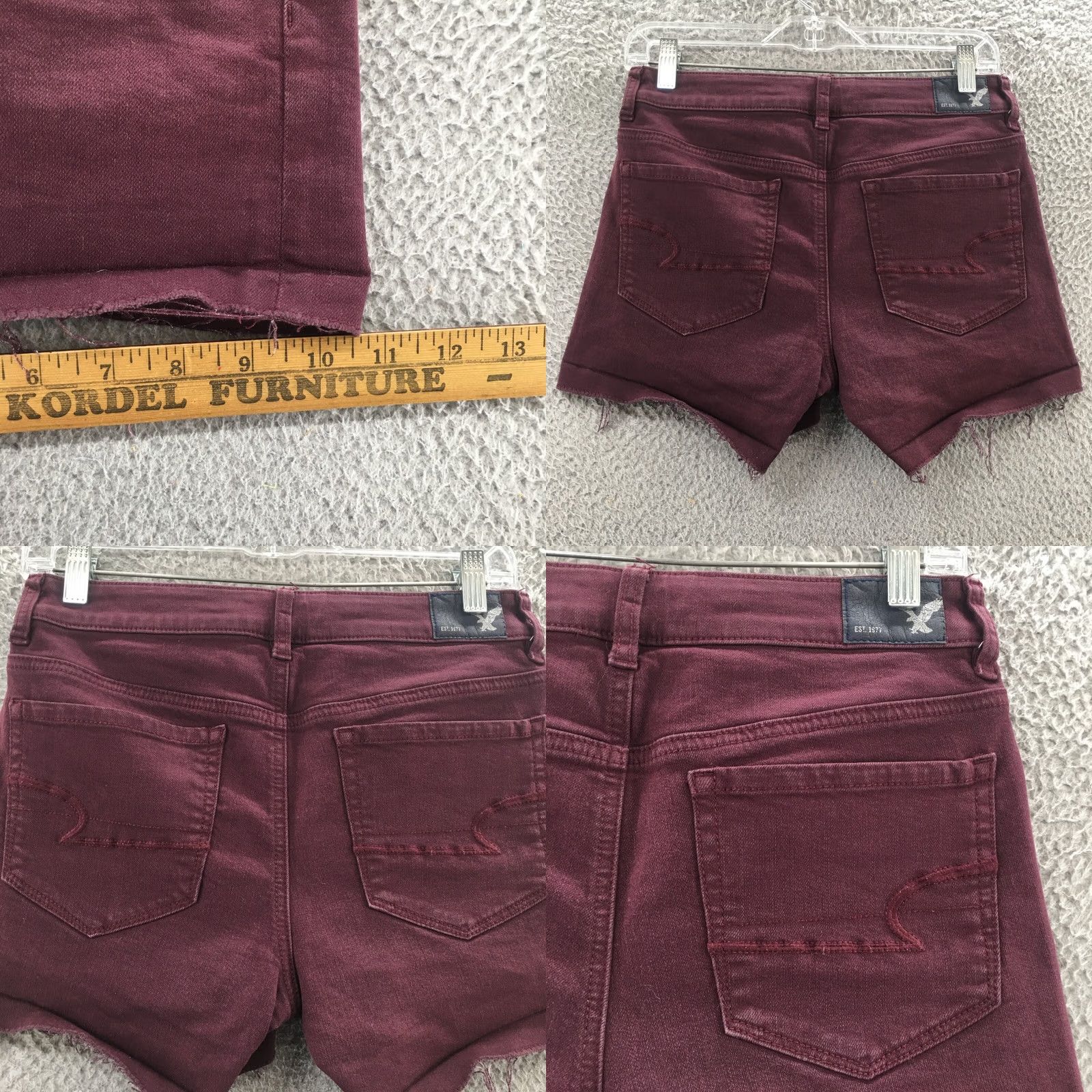 American Eagle Outfitters American Eagle Outfitters Womens 4 Burgundy Zip Cut-Off Shorts Denim Stretch 29x4 Vintage No Jeans Summer Casual Beach Size 27" / US 4 / IT 40 - 9 Thumbnail