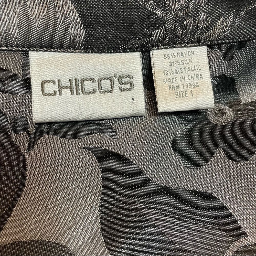 Chicos Chico's Silk Blend Floral Grey Denim Jacket Size 1 US M Size M / US 6-8 / IT 42-44 - 9 Thumbnail