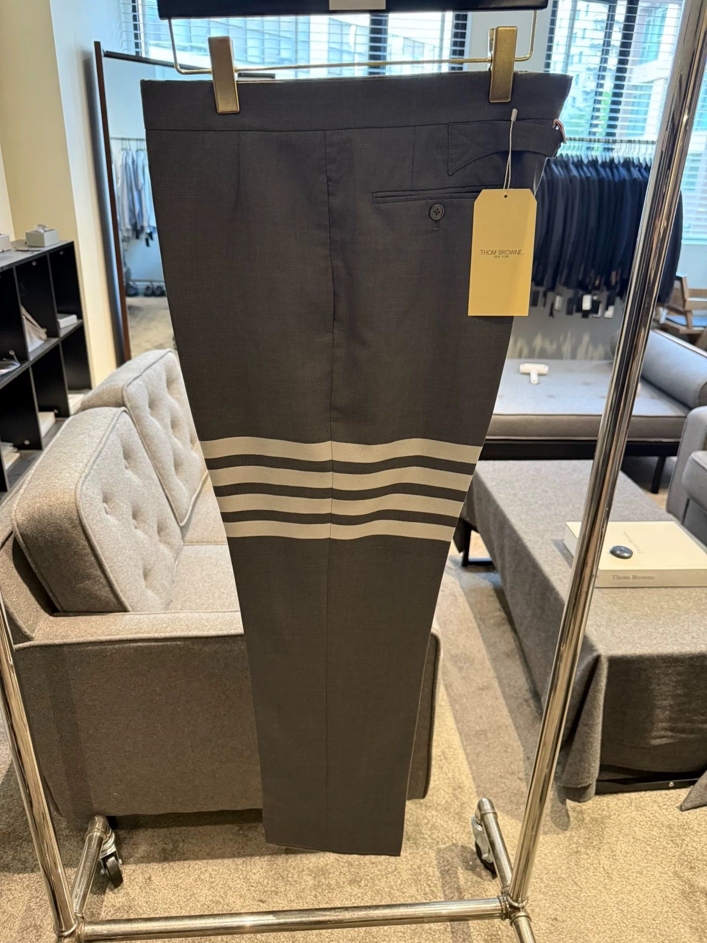 Thom Browne Thom Browne Mid-Grey Four-Bar Wool Trousers Size 3 Size US 36 / EU 52 - 2 Thumbnail