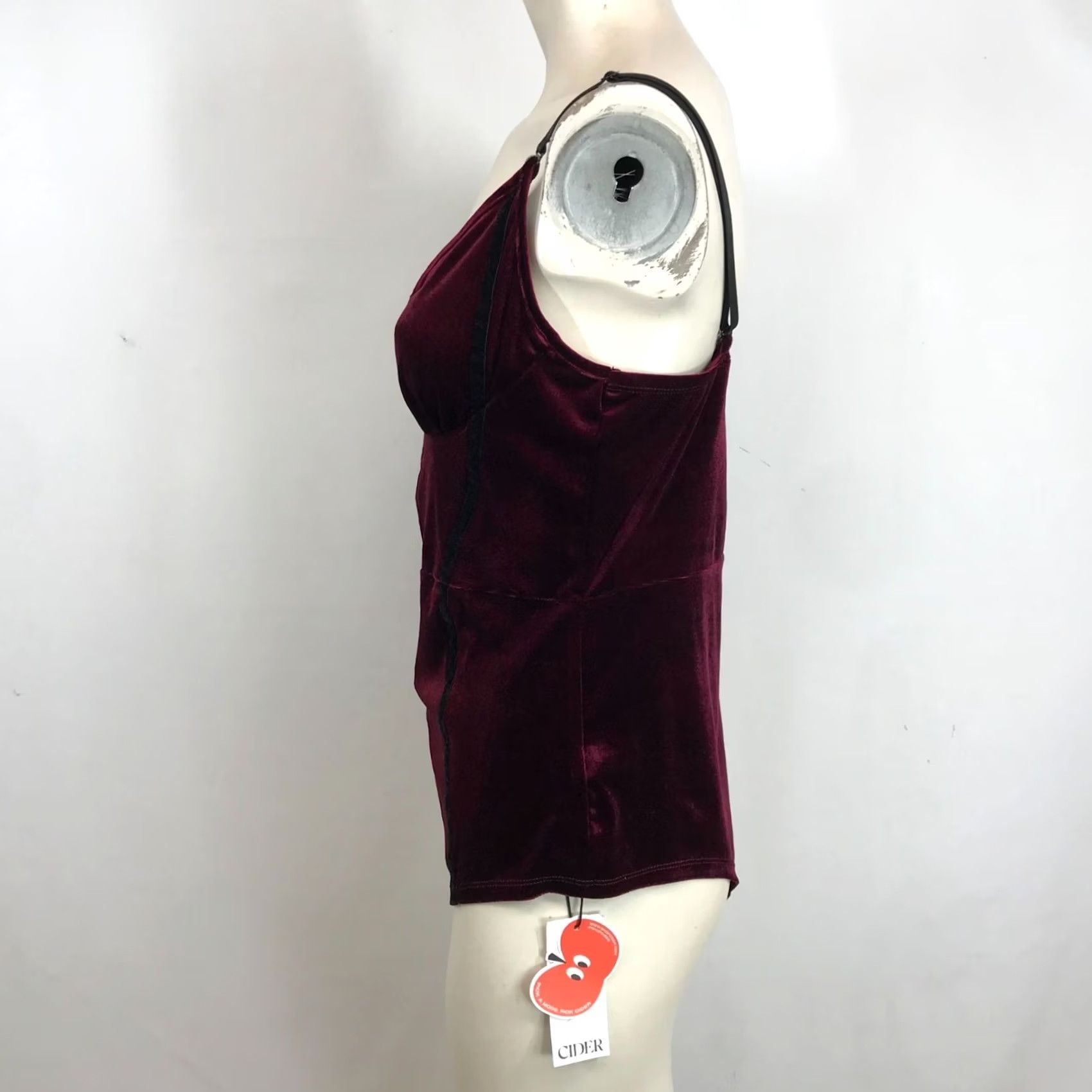 Cider CIDER WOMEN'S XL BLOUSE WINE HOLIDAY VELOUR BODYSUIT Size XL / US 12-14 / IT 48-50 - 6 Thumbnail